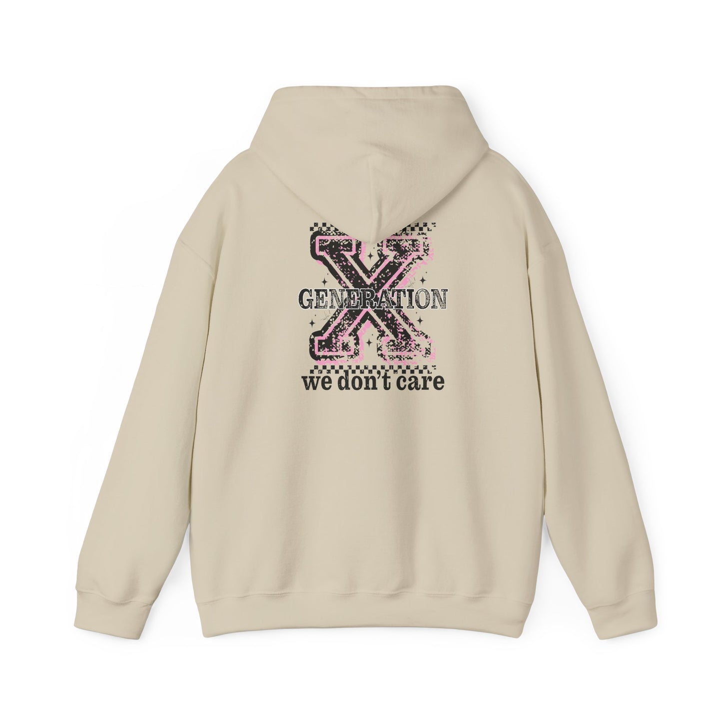 Generation X 'We Don't Care' Hoodie - Retro Grunge X Logo Sweatshirt