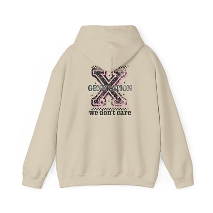 Generation X 'We Don't Care' Hoodie - Retro Grunge X Logo Sweatshirt