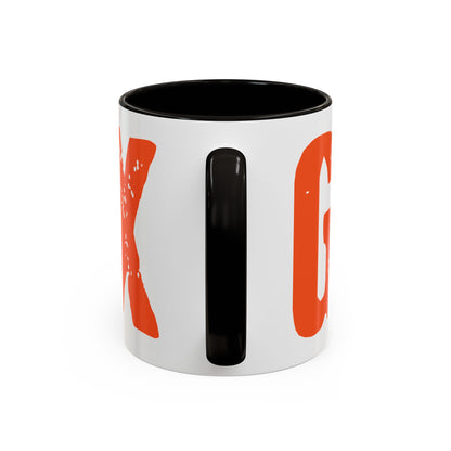 Mug — Bold Distressed Orange Text Coffee Cup (11oz/15oz)