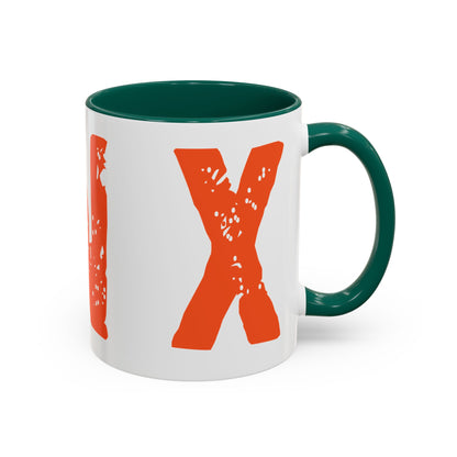 Mug — Bold Distressed Orange Text Coffee Cup (11oz/15oz)