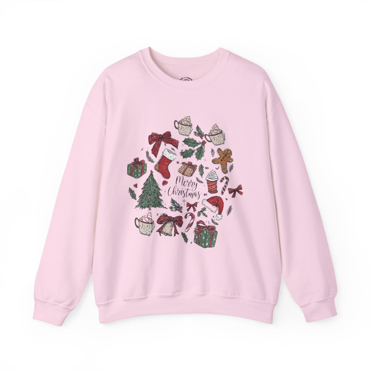 Christmas Cozy Crewneck Sweatshirt — "Merry Christmas" Holiday Icons Design