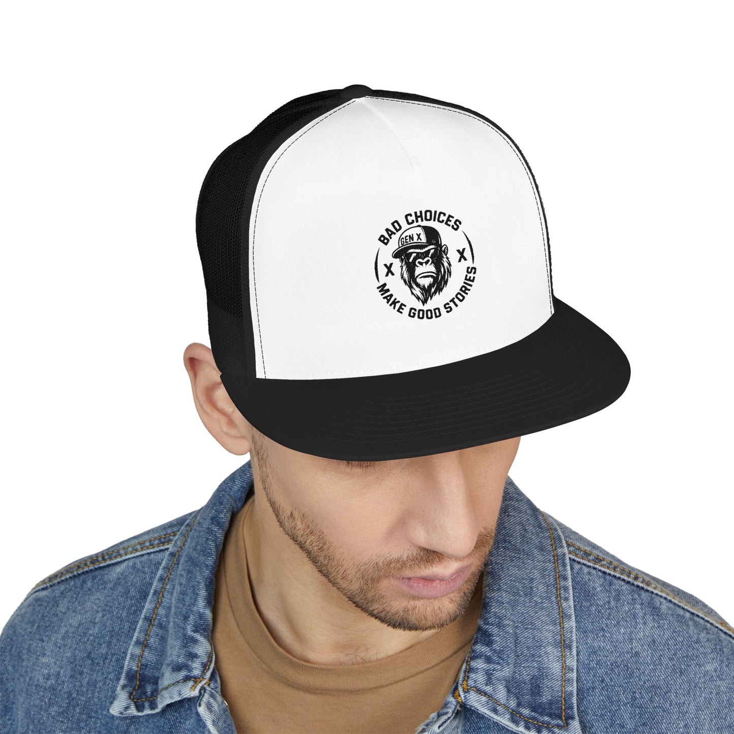 Embroidered 5 Panel Trucker Cap - Stylish Casual Hat for Outdoor Adventures, Perfect Gift for Dad, Summer Vibes, Fashionable Headwear