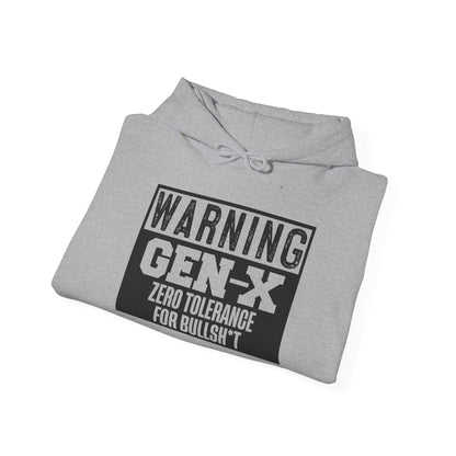 Gen-X Warning Hoodie — "Zero Tolerance for Bullsh*t" Vintage Style Sweatshirt