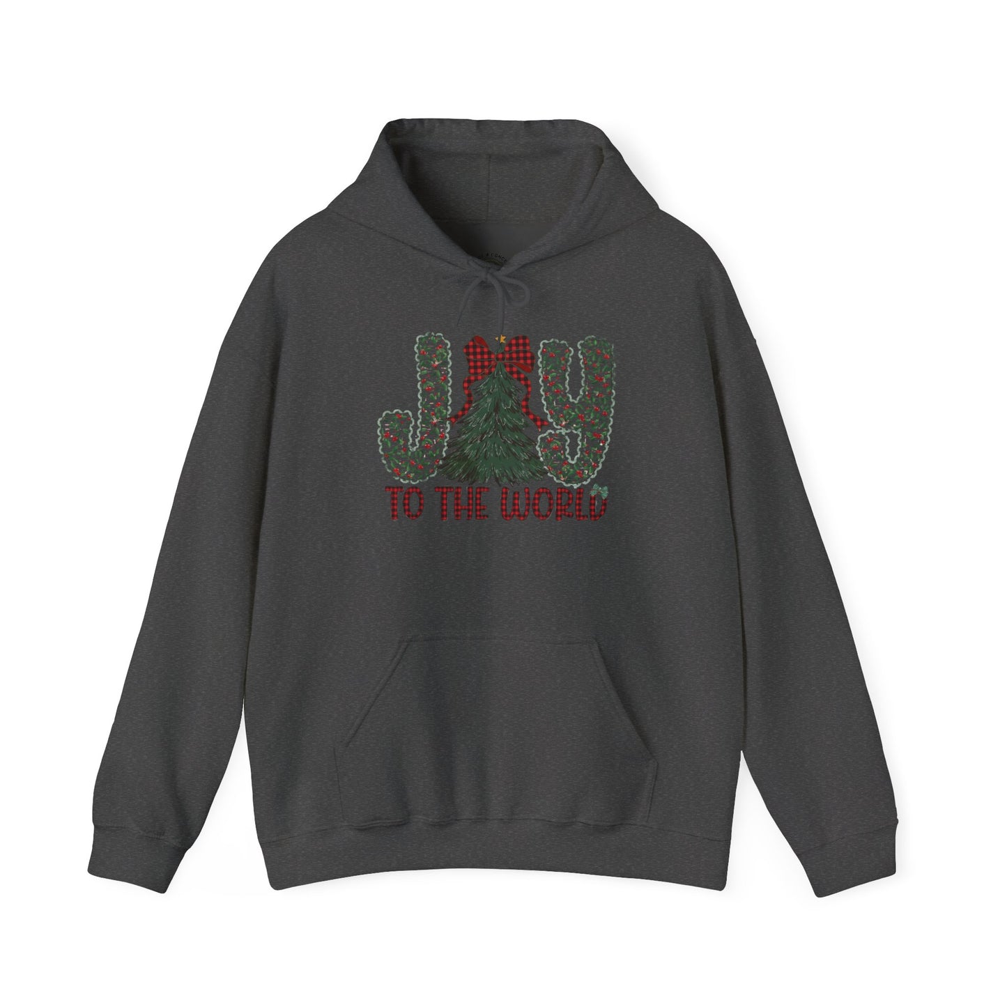 Joy To The World Christmas Hoodie — Festive Tree & Bow Holiday Sweatshirt