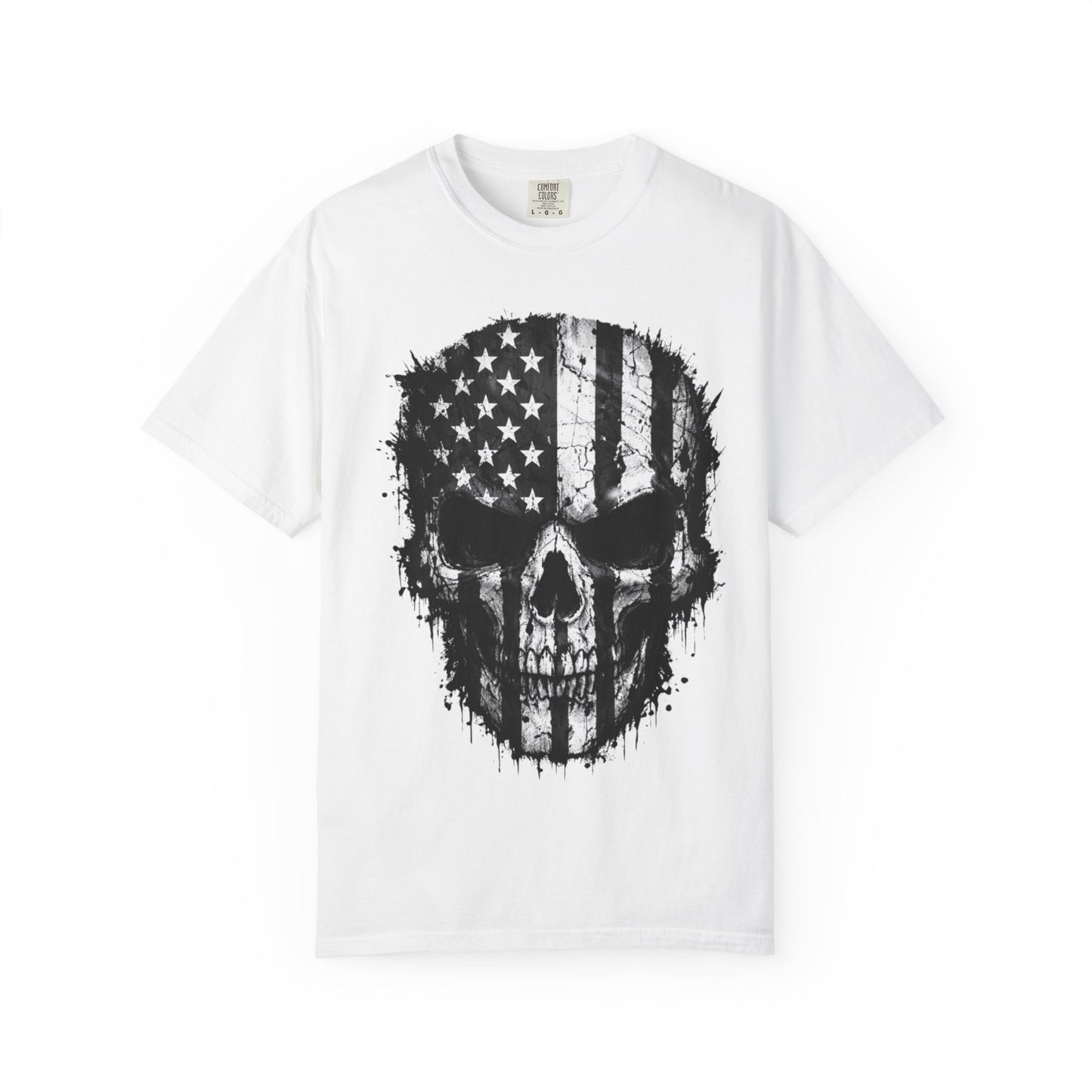 American Flag Skull T-Shirt — Distressed Patriotic Skull Tee