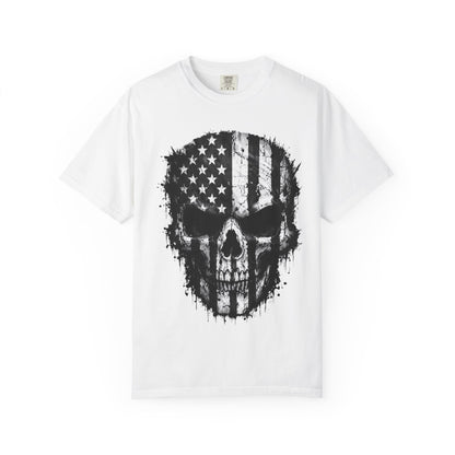 American Flag Skull T-Shirt — Distressed Patriotic Skull Tee