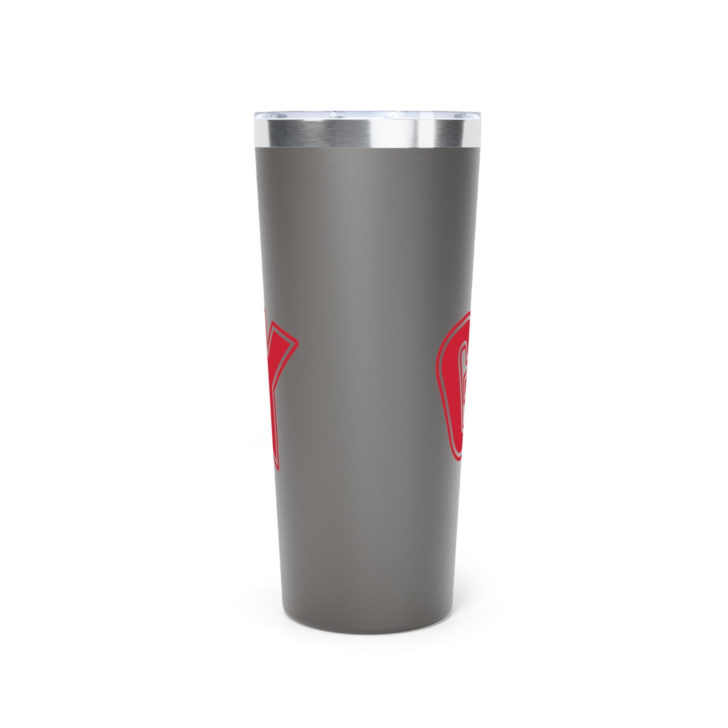 22oz Insulated Tumbler — Bold Red Lettering on Matte Black