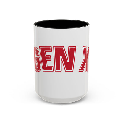 Gen X Coffee Mug — Retro Bold Red Accent Mug (11/15oz)