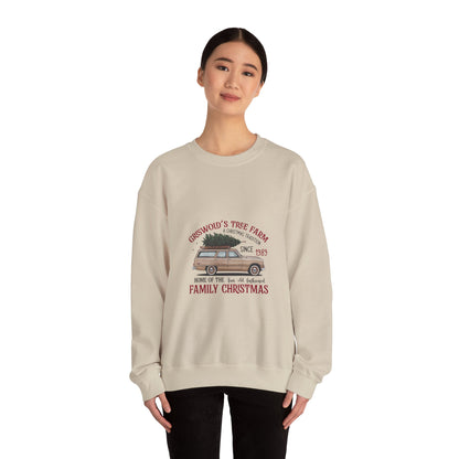 Family Christmas Sweatshirt — Croswold’s Tree Farm Vintage Station Wagon Design