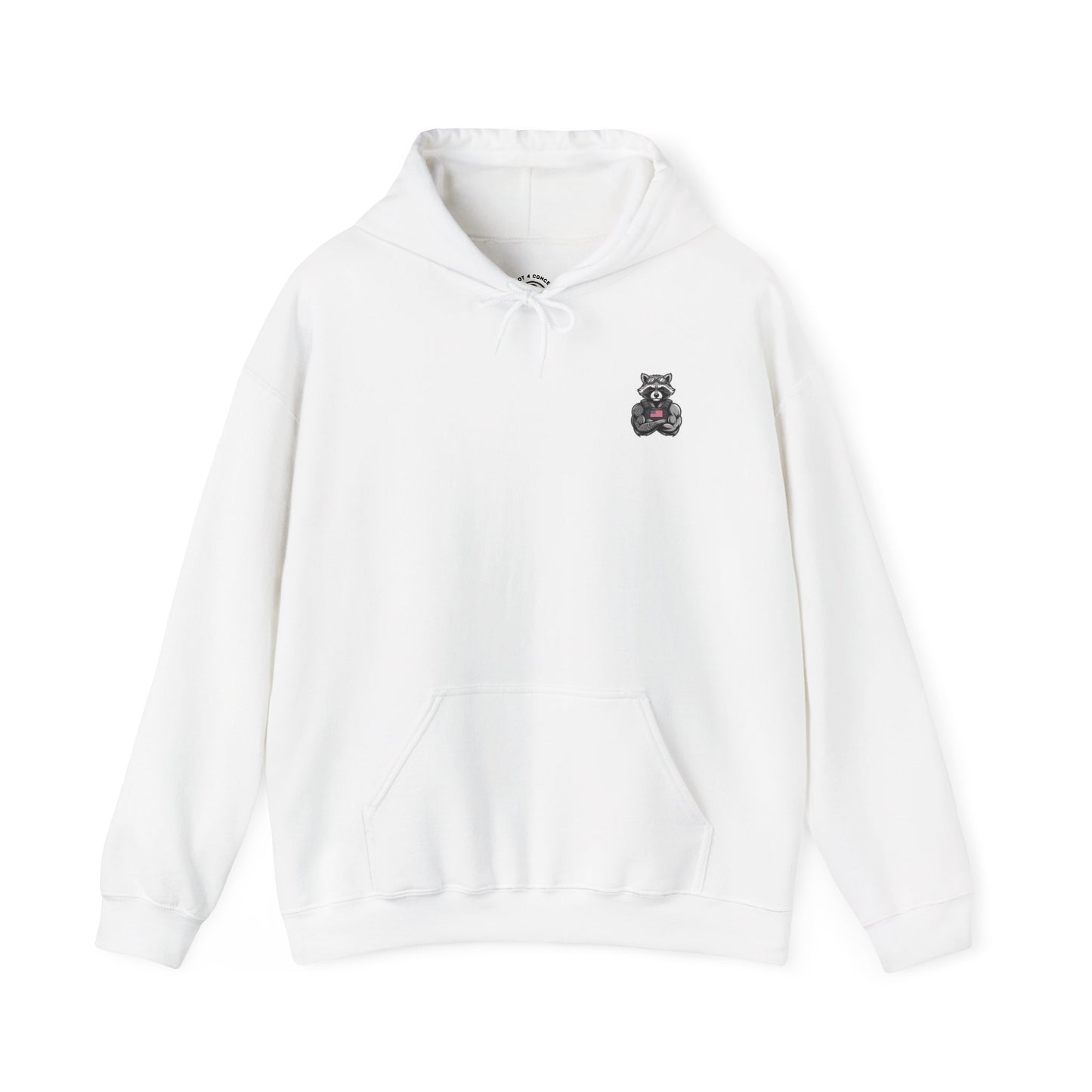Patriotic Raccoon Hoodie — Black Flag Cross Design
