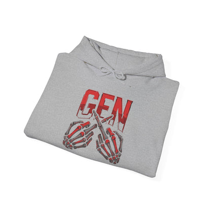 Gen Z Skull Hands Hoodie — 'GEN' Graphic Streetwear Pullover