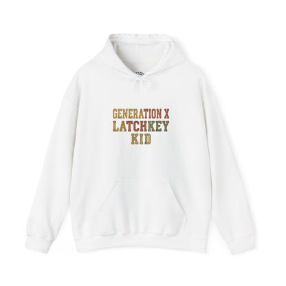 Gen X Latchkey Kid Hoodie — Retro Stencil Graphic Sweatshirt