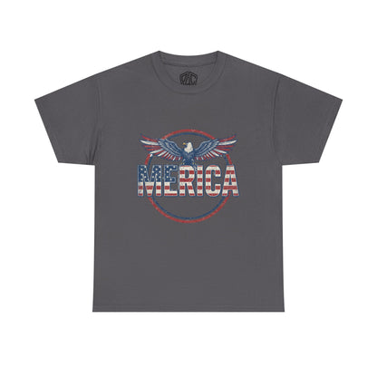'Merica Eagle T‑Shirt — Vintage American Flag Patriotic Tee for 4th of July