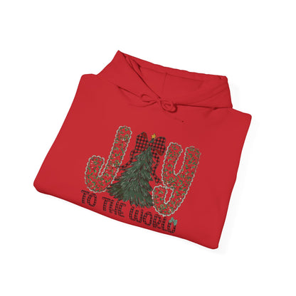 Joy To The World Christmas Hoodie — Festive Tree & Bow Holiday Sweatshirt