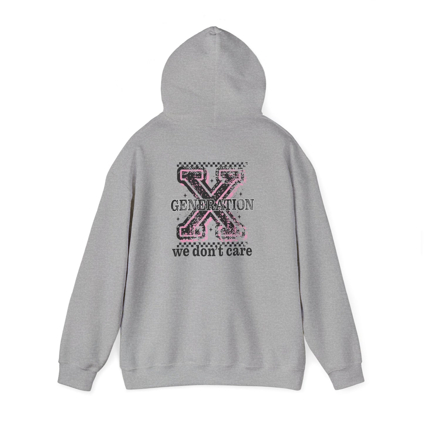 Generation X 'We Don't Care' Hoodie - Retro Grunge X Logo Sweatshirt