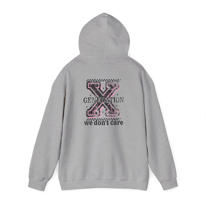 Generation X 'We Don't Care' Hoodie - Retro Grunge X Logo Sweatshirt