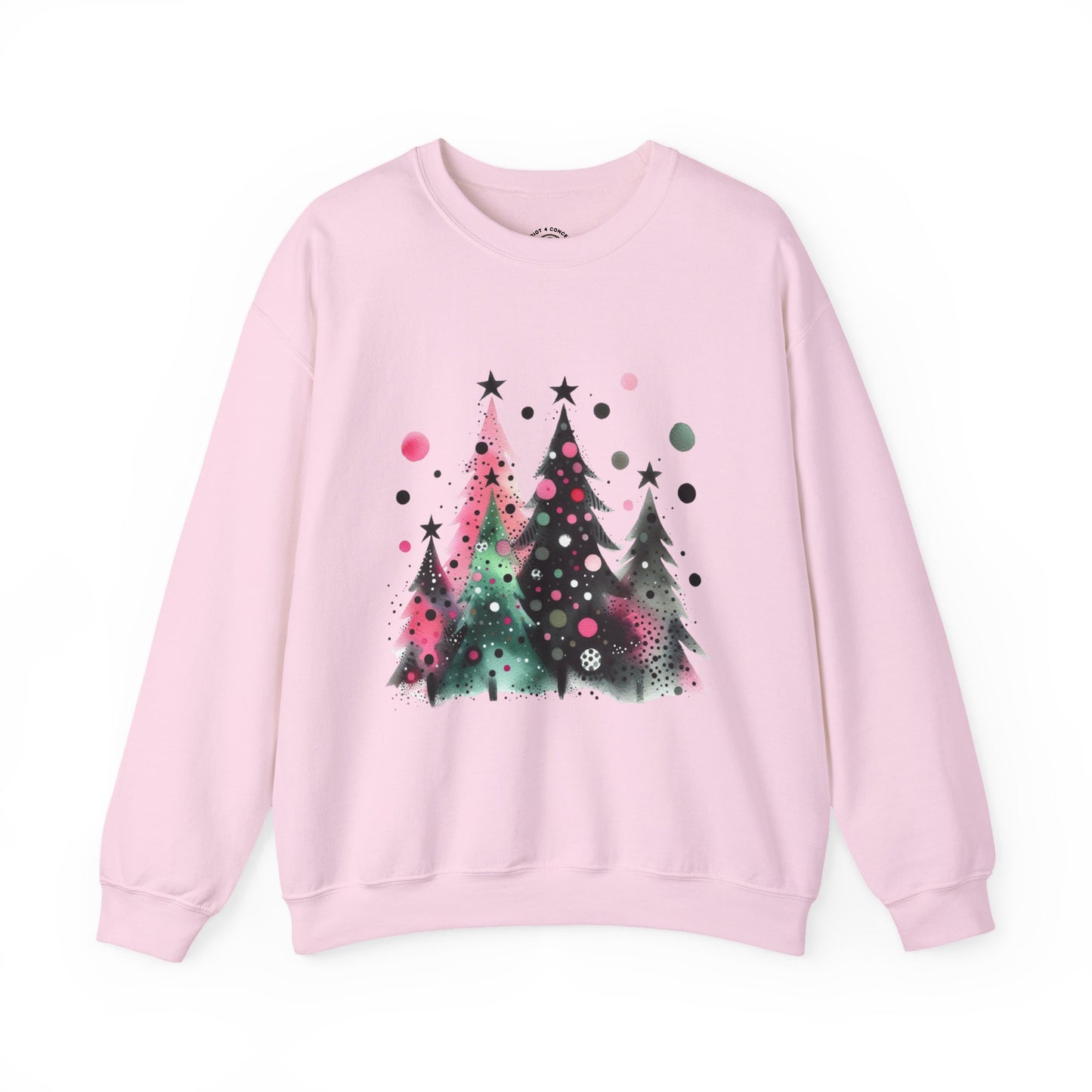 Christmas Tree Crewneck Sweatshirt — Watercolor Holiday Trees Graphic