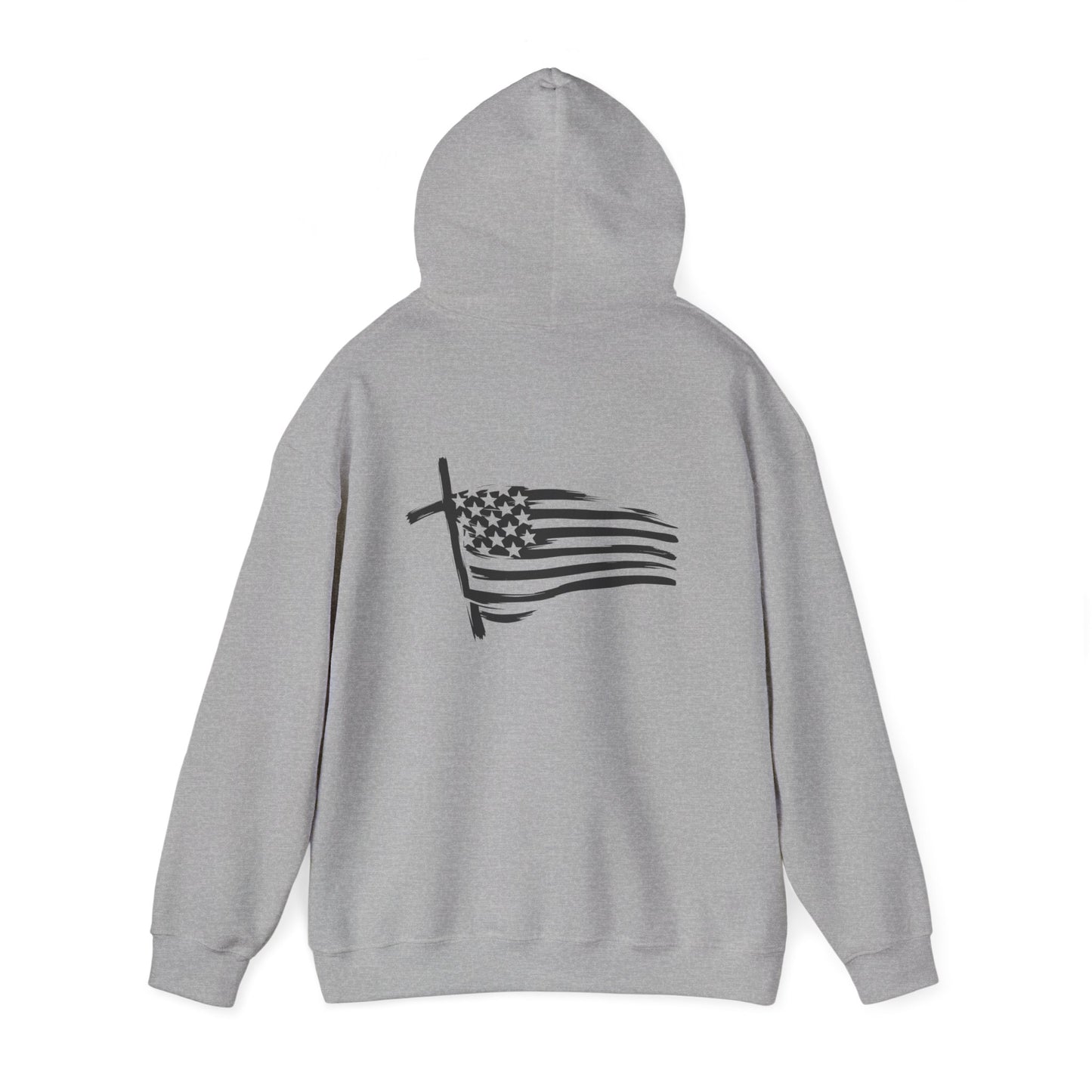 Patriotic Raccoon Hoodie — Black Flag Cross Design