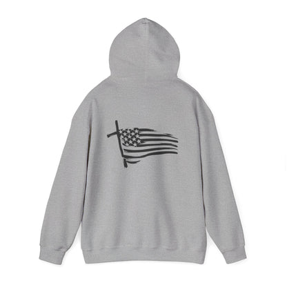 Patriotic Raccoon Hoodie — Black Flag Cross Design