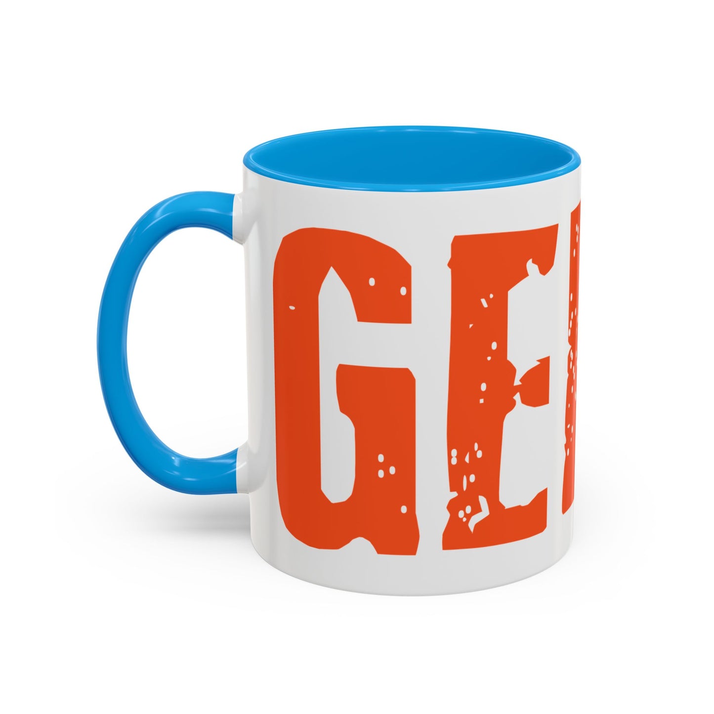 Mug — Bold Distressed Orange Text Coffee Cup (11oz/15oz)