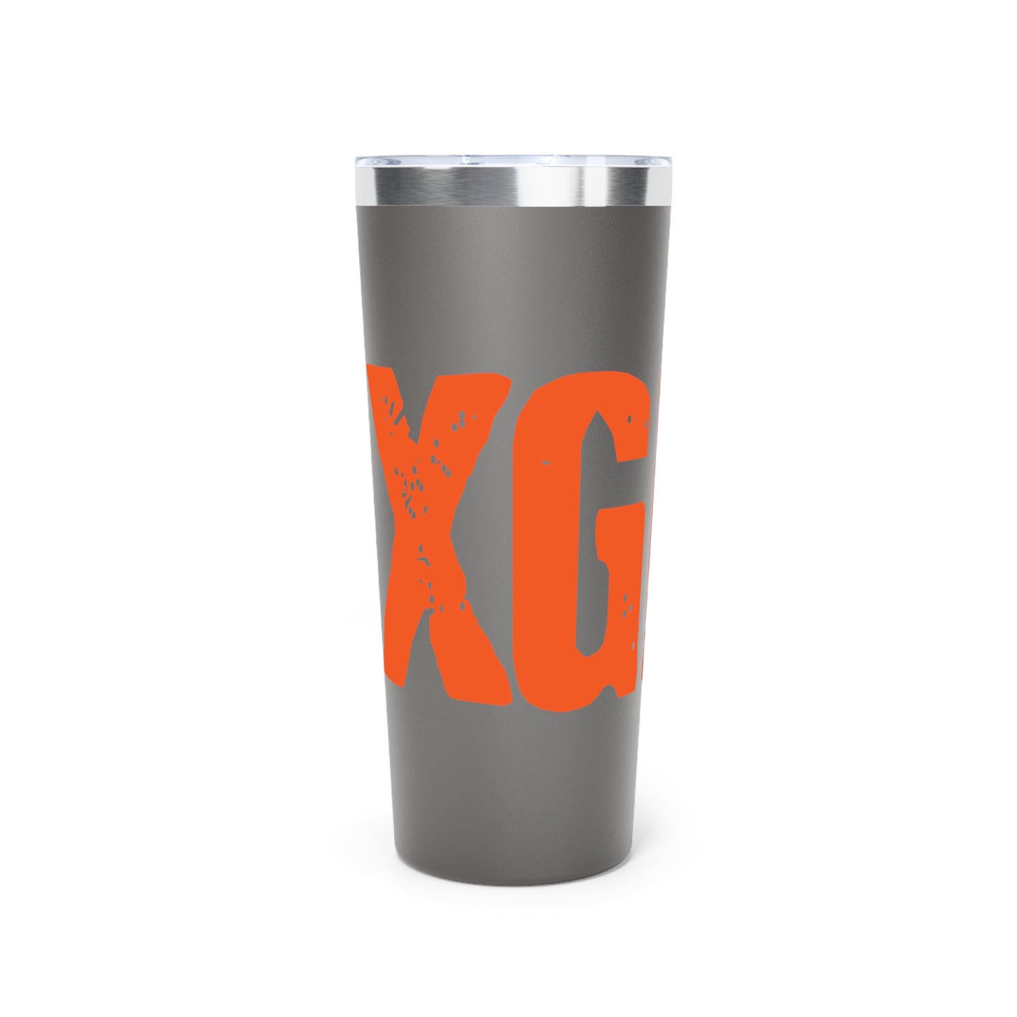 Tumbler — Black 22oz Insulated Travel Cup with Bold Distressed Orange Text