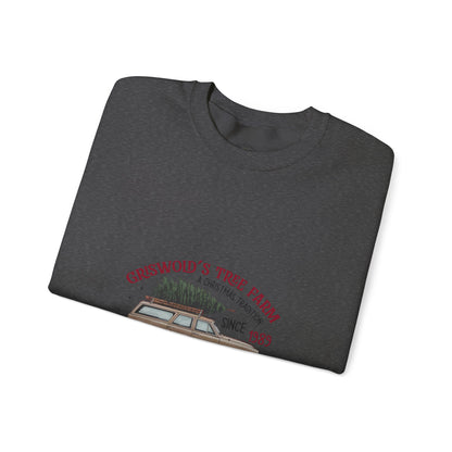 Family Christmas Sweatshirt — Croswold’s Tree Farm Vintage Station Wagon Design