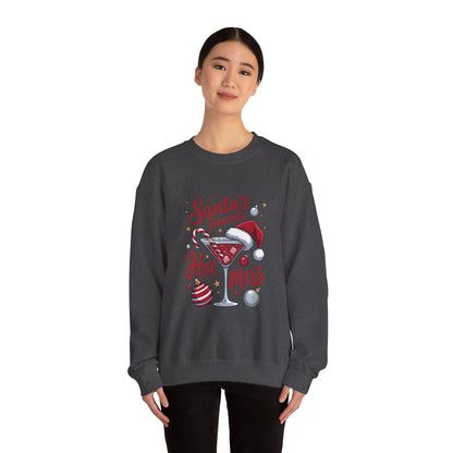 Crewneck Sweatshirt — "Santa's Favorite Hot Mess" Christmas Holiday Sweatshirt