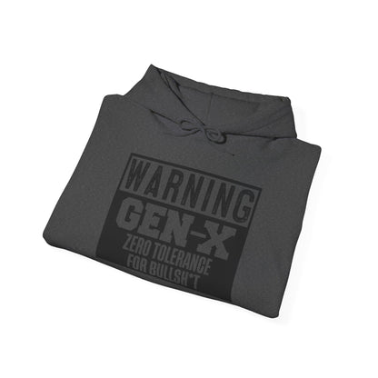 Gen-X Warning Hoodie — "Zero Tolerance for Bullsh*t" Vintage Style Sweatshirt