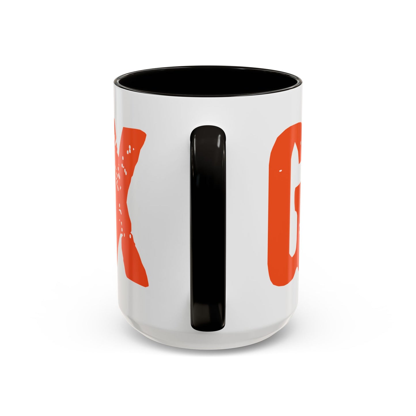 Mug — Bold Distressed Orange Text Coffee Cup (11oz/15oz)