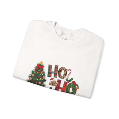 Ho Ho Ho Christmas Sweatshirt – Festive Tree & Gifts Holiday Crewneck