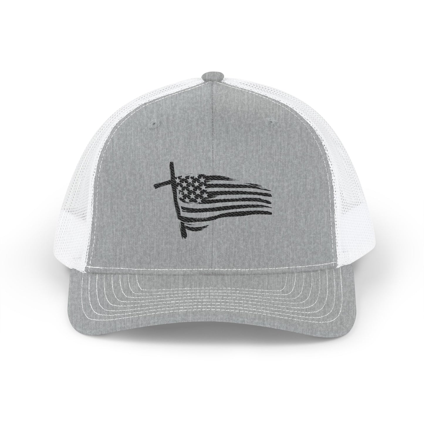 Embroidered Waving American Flag Trucker Cap