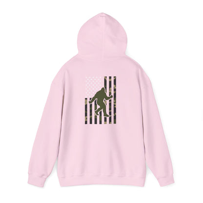 Bigfoot Camo Flag Hoodie – Sasquatch Hunting Outdoor Pullover