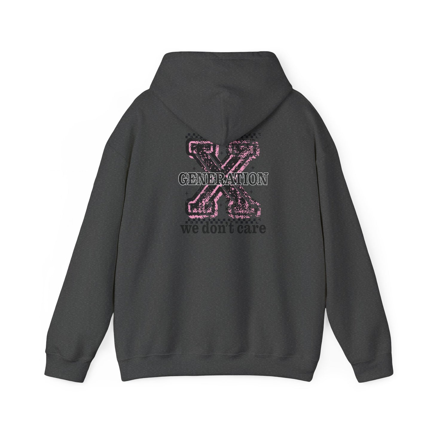 Generation X 'We Don't Care' Hoodie - Retro Grunge X Logo Sweatshirt