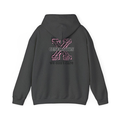 Generation X 'We Don't Care' Hoodie - Retro Grunge X Logo Sweatshirt