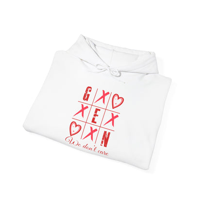 Hoodie — Red XOXO Heart Grid "You Don’t Exist" Graphic Pullover