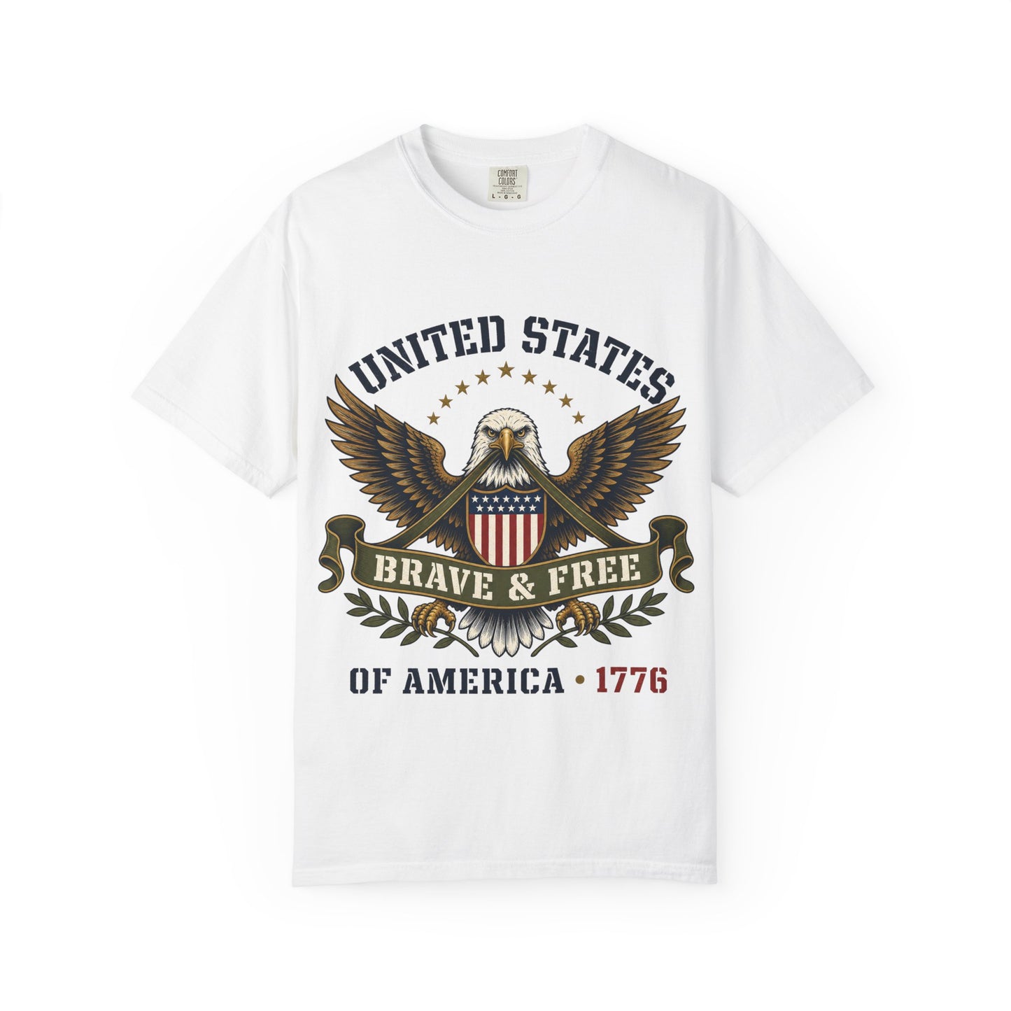 Patriotic Eagle T-Shirt — "United States Brave & Free" 1776