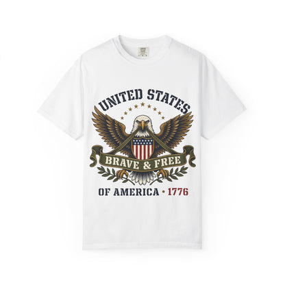 Patriotic Eagle T-Shirt — "United States Brave & Free" 1776