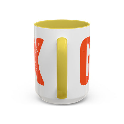 Mug — Bold Distressed Orange Text Coffee Cup (11oz/15oz)