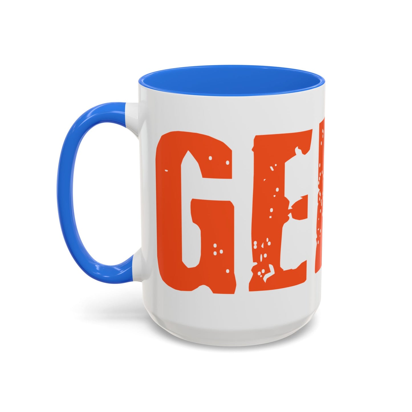 Mug — Bold Distressed Orange Text Coffee Cup (11oz/15oz)