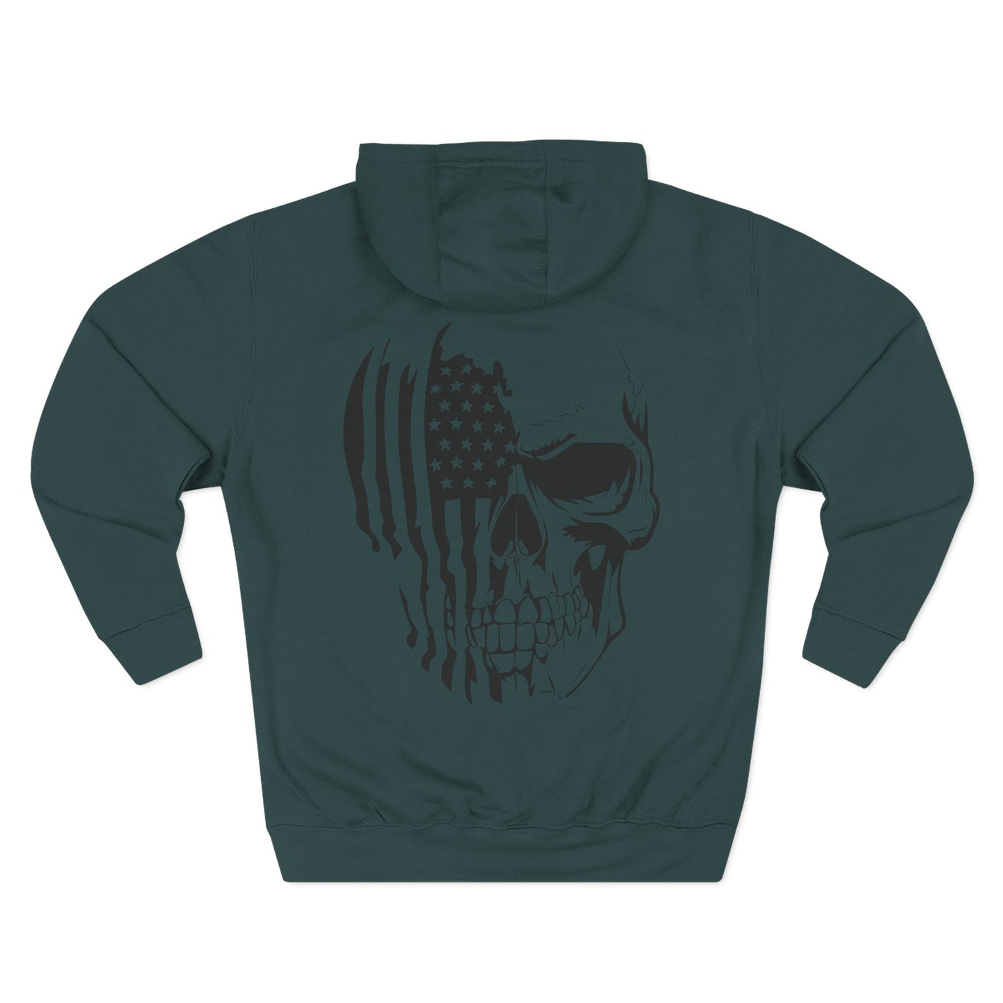 American Flag Skull Hoodie – Patriotic Grunge Fleece Pullover