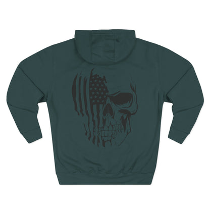 American Flag Skull Hoodie – Patriotic Grunge Fleece Pullover