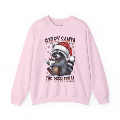 Raccoon Christmas Sweatshirt - "Sorry Santa I've Been Feral" Holiday Crewneck