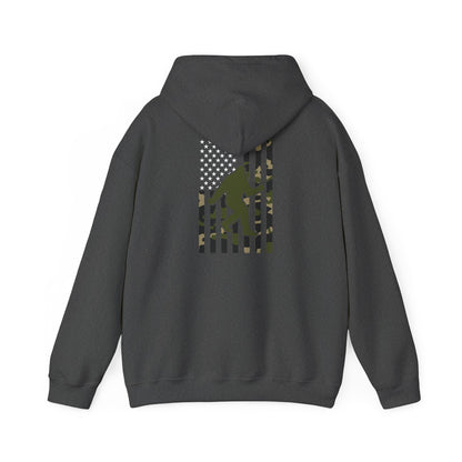 Bigfoot Camo Flag Hoodie – Sasquatch Hunting Outdoor Pullover