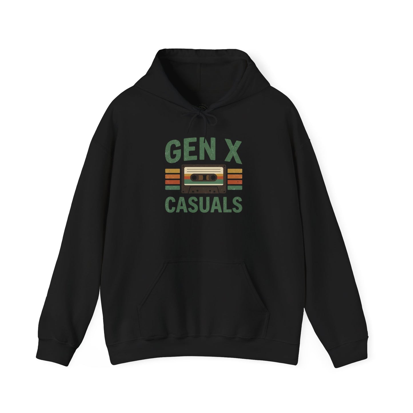 Gen X Casuals Hoodie — Retro Cassette Vintage Sweatshirt for '90s Nostalgia