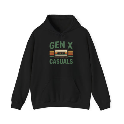 Gen X Casuals Hoodie — Retro Cassette Vintage Sweatshirt for '90s Nostalgia