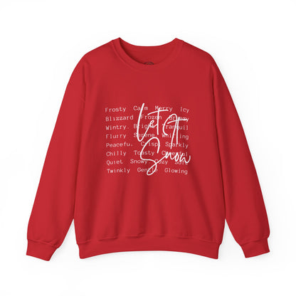Crewneck Sweatshirt — Cozy Holiday Words “Oh Joy” Typography Design