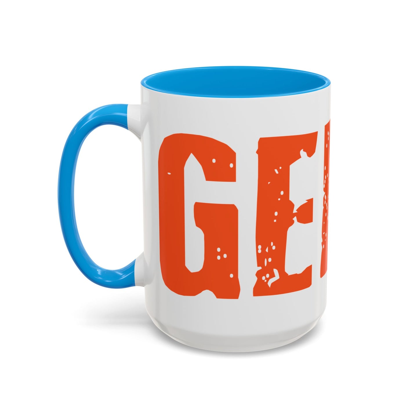 Mug — Bold Distressed Orange Text Coffee Cup (11oz/15oz)