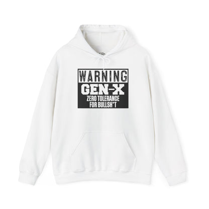 Gen-X Warning Hoodie — "Zero Tolerance for Bullsh*t" Vintage Style Sweatshirt