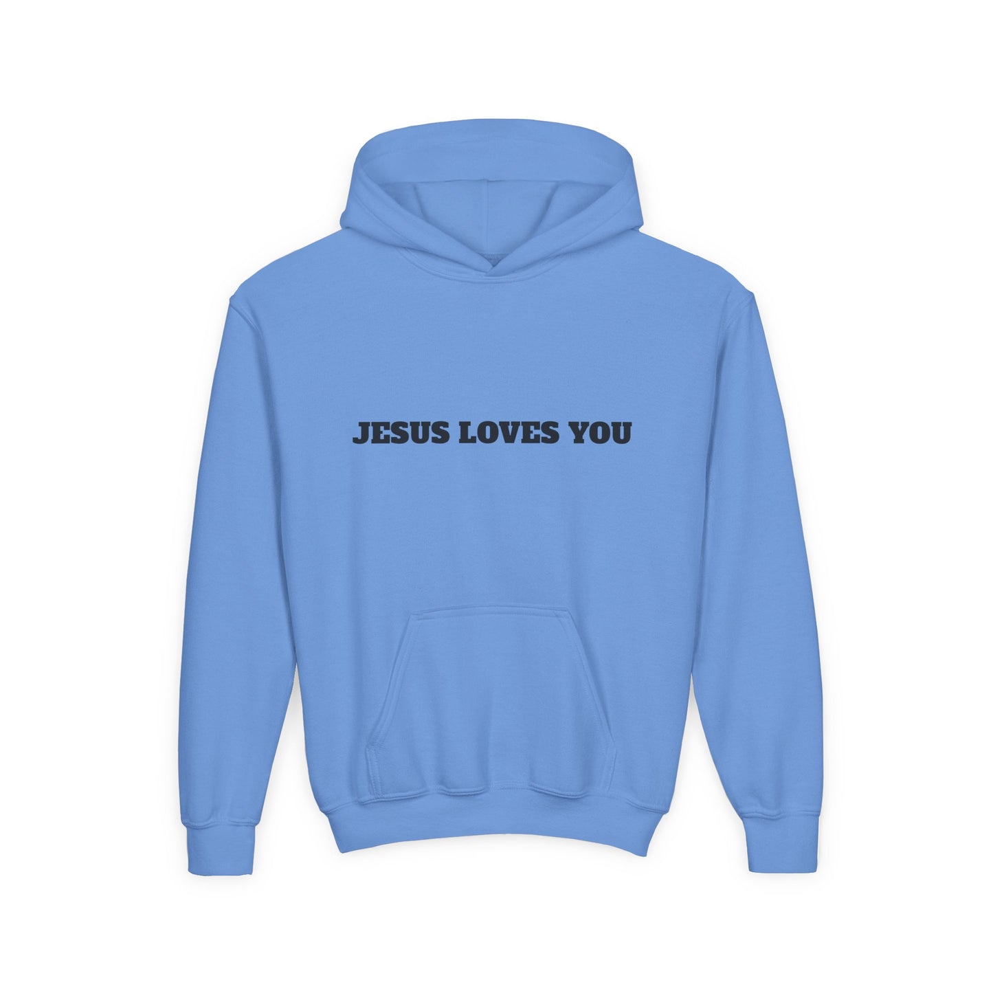 Youth Hoodie — "Jesus Loves You" Christian Scripture Sweatshirt (John 13:34)