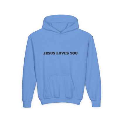 Youth Hoodie — "Jesus Loves You" Christian Scripture Sweatshirt (John 13:34)